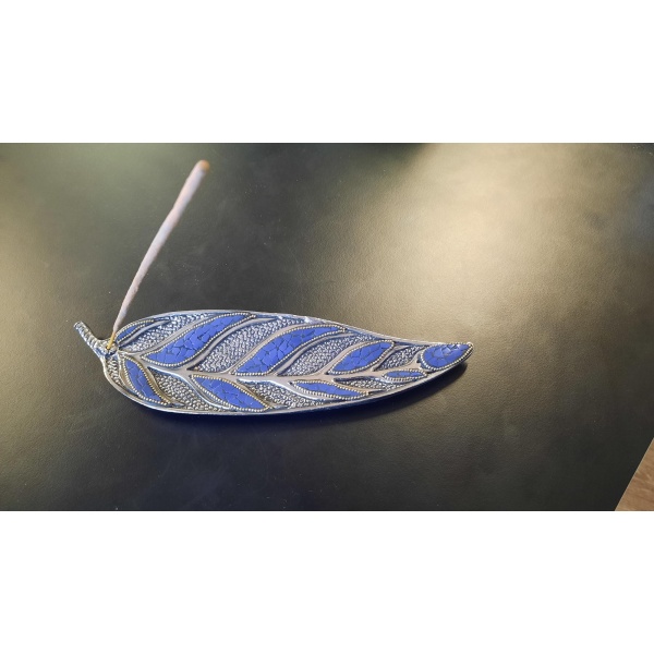 Porte encens feuille couleur Alu BLEU1