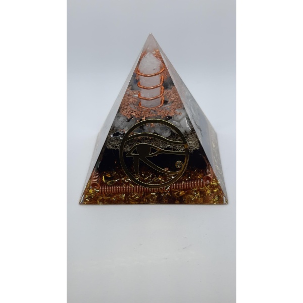 Pyramide Orgonite Œil d'Orus noir