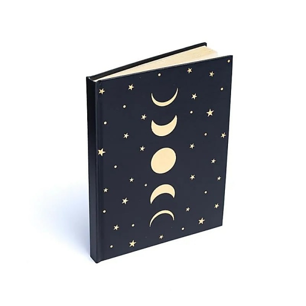 Carnet phase de Lune noir en papier recyclé