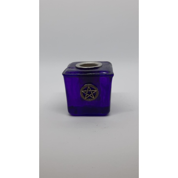 Bougeoir verre Pentacle violet1