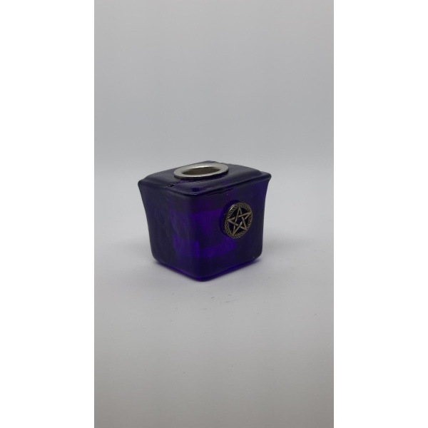 Bougeoir verre Pentacle violet