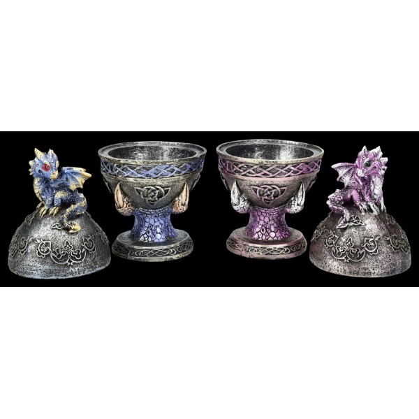 Coffret de 2 boîtes d’œuf avec dragon de couleur bleu et violet1