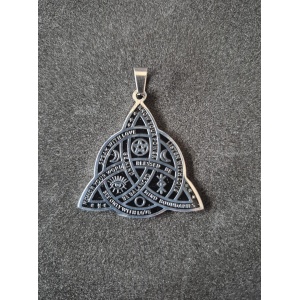 Pendentif en acier Triquetra et symboles